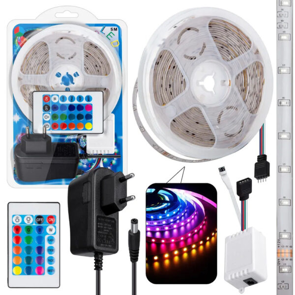 Світлодіодна стрічка SMD 5050 RGB LED 5 м IP65 з bluetooth контролем. підключення 220V -