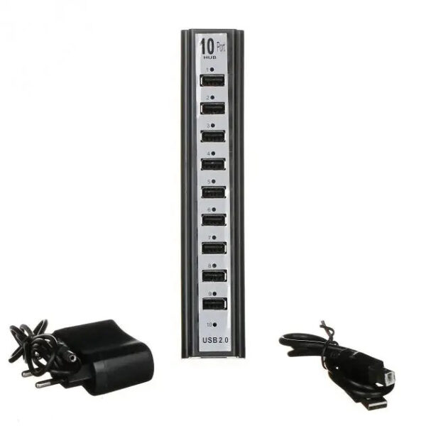 Розгалужувач USB HUB на 10 портів з активною зарядкою 220V, Розгалужувач юсб, Хаб для ноутбука - Розгалужувач юсб