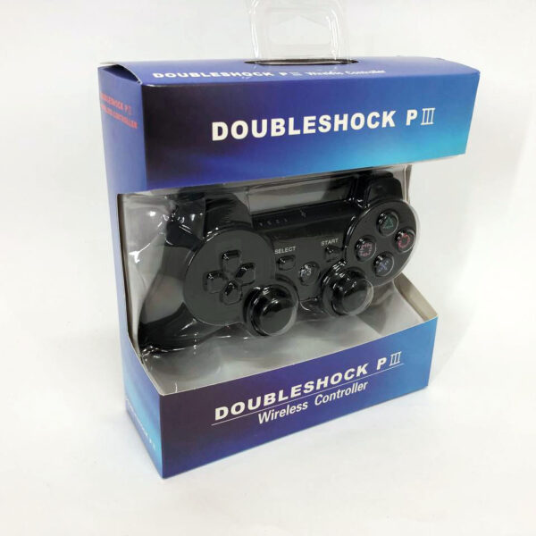 Игровой беспроводной геймпад Doubleshock PS3/PC аккумуляторный джойстик с функцией вибрации. Цвет: черный -